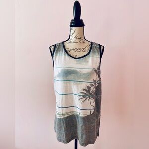 Mens Ocean Current Tropical Print Sleeveless Tank Top Size Large